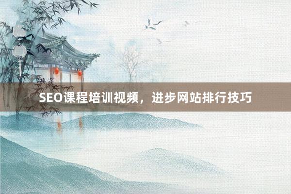 SEO课程培训视频，进步网站排行技巧